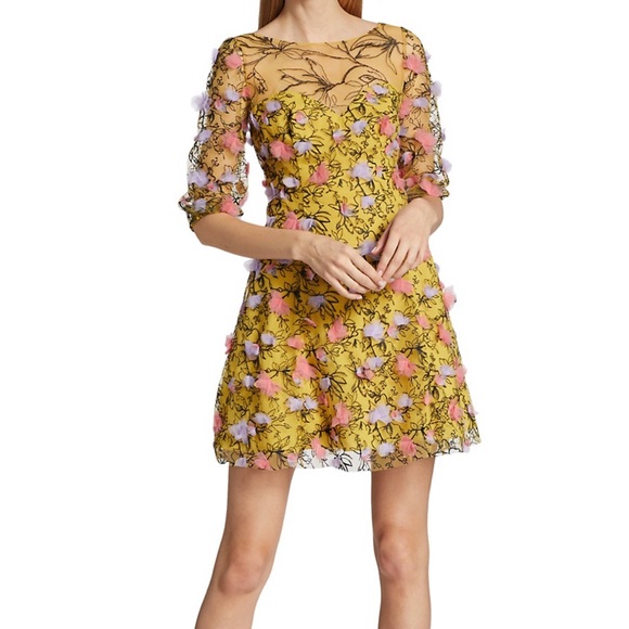 Marchesa Dresses & Skirts - NWT Marchesa Notte Embroidered Tulle Dress in Marigold - Size 6